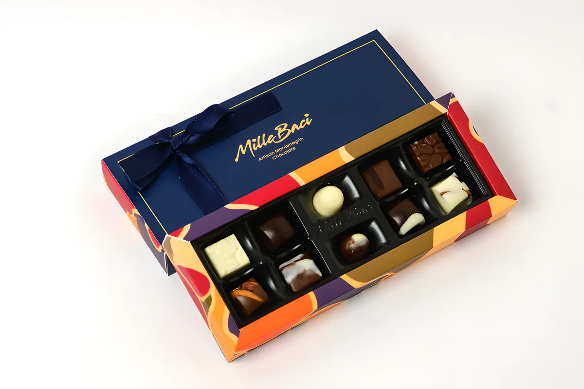 Premier, a navy box of ten pralines