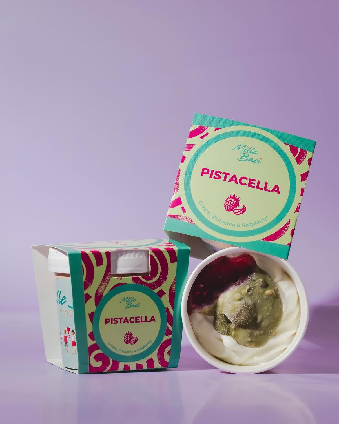 Pistacella čašica: otvoreni sladoled od pistacije sa malinom